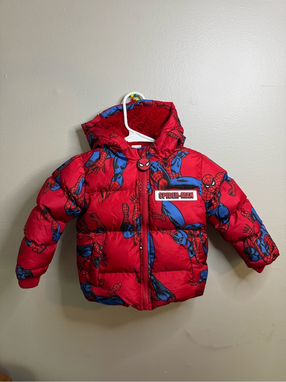 Marvel Spider-Man Red & Blue Hooded Puffer Jacket